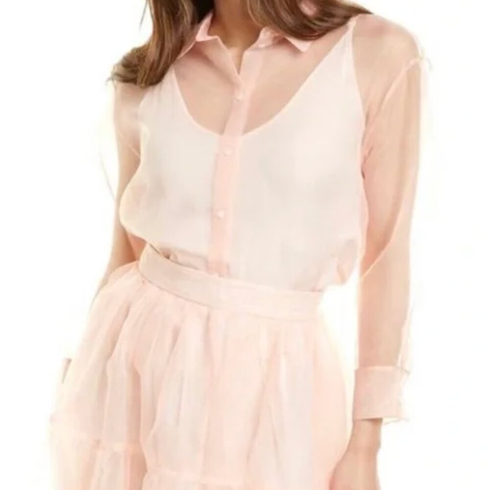 Pink Maje Sheer Button Up